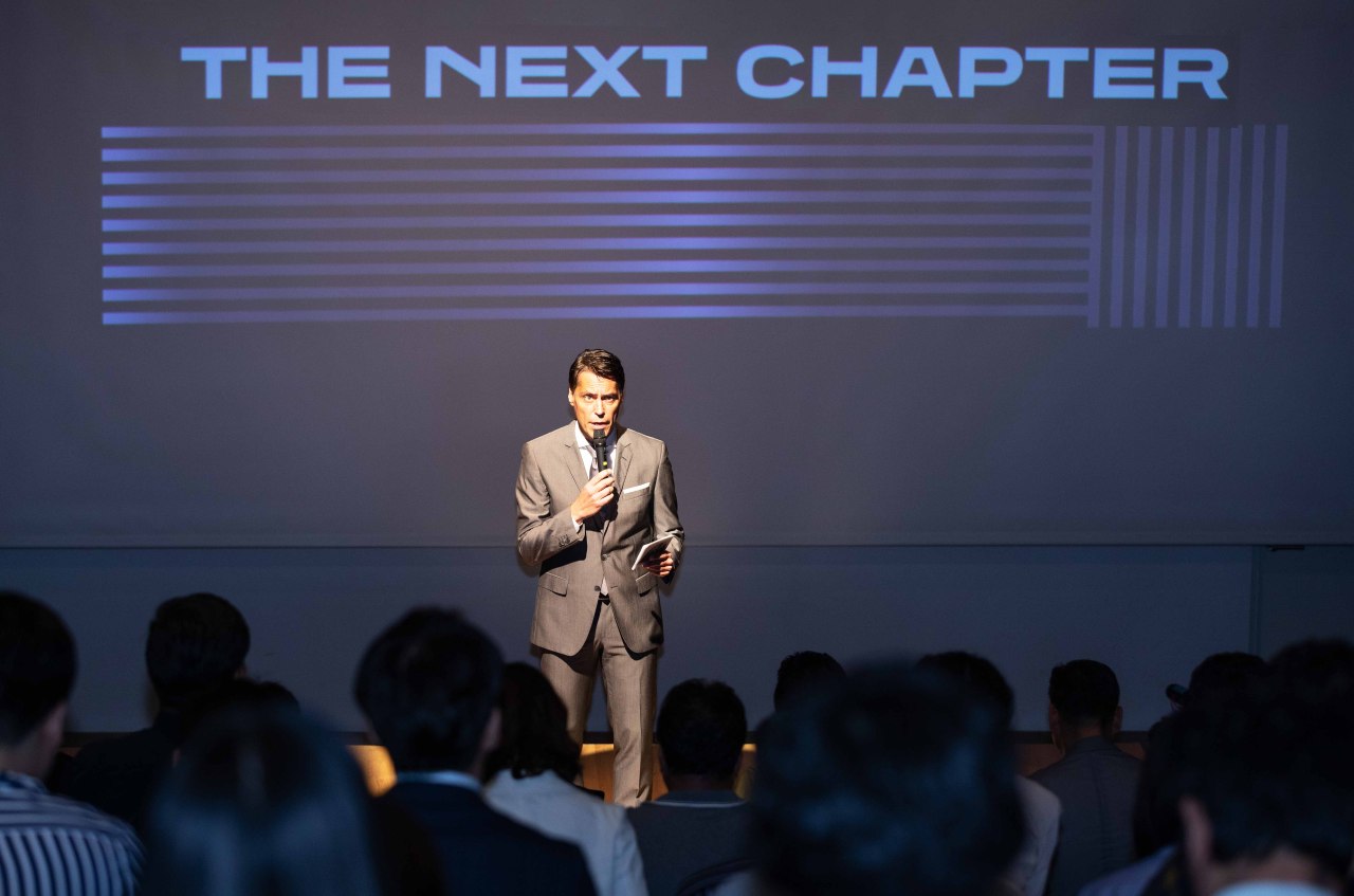 Audi Volkswagen Korea Managing Director Rene Koneberg speaks at the opening ceremony of 