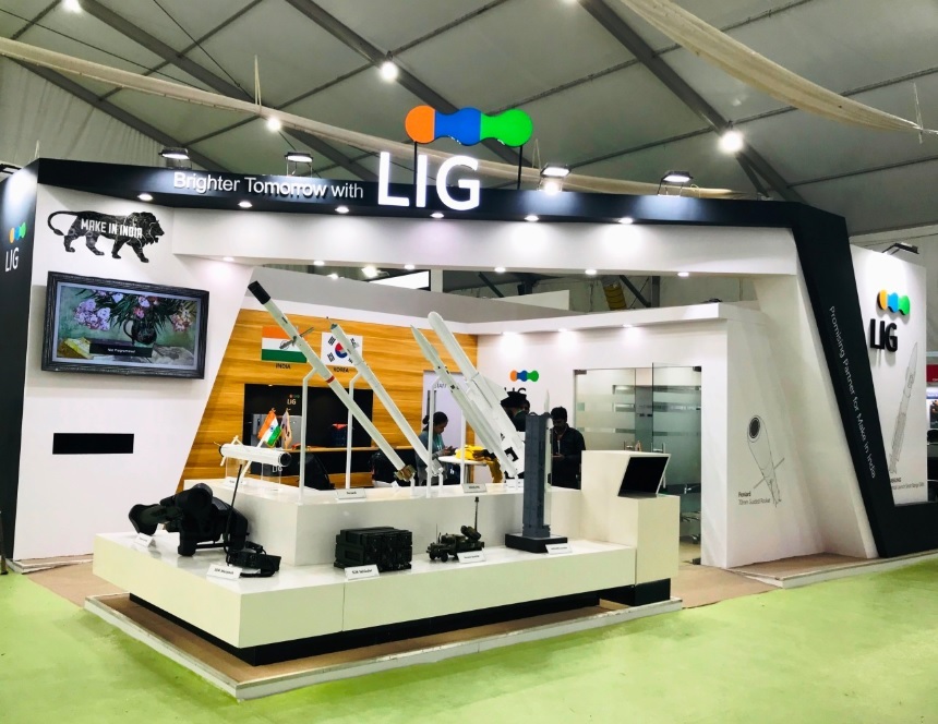 LIG Nex1 showcases precision guided munitions and devices for seamless voice and data communication at DefExpo India 2020 in Lucknow, India. (LIG Nex1)
