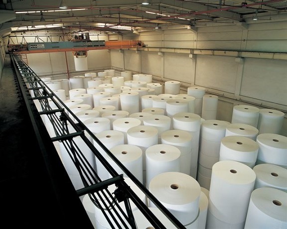 An interior view of industrial paper production line. (Herald DB)