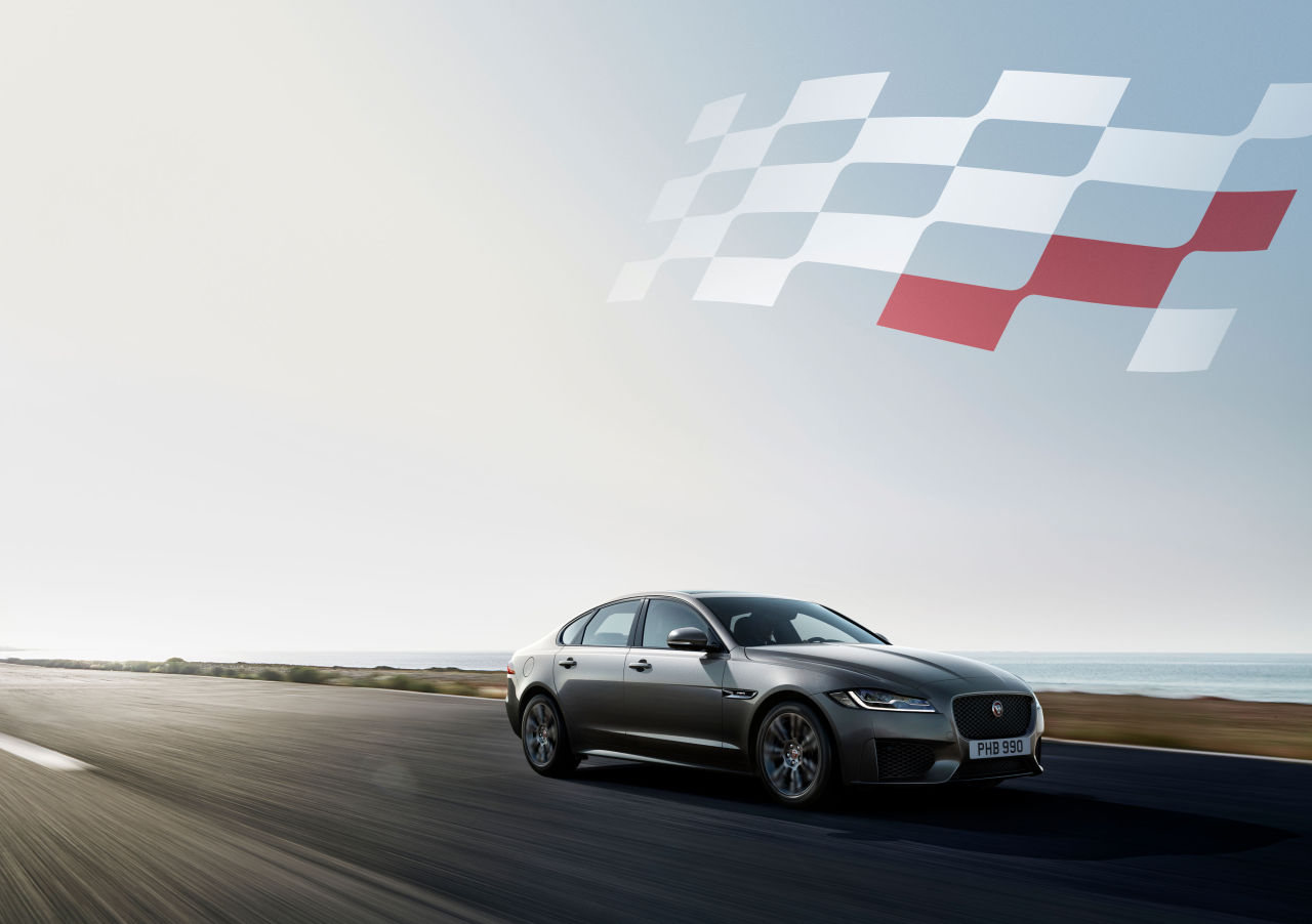 Jaguar Land Rover’s 2020 XF checkered flag edition (Jaguar Land Rover)