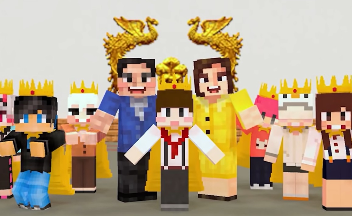President Moon Jae-in and first lady Kim Jung-sook are represented as Minecraft avatars in Cheong Wa Dae’s Children’s Day video. (Cheong Wa Dae)