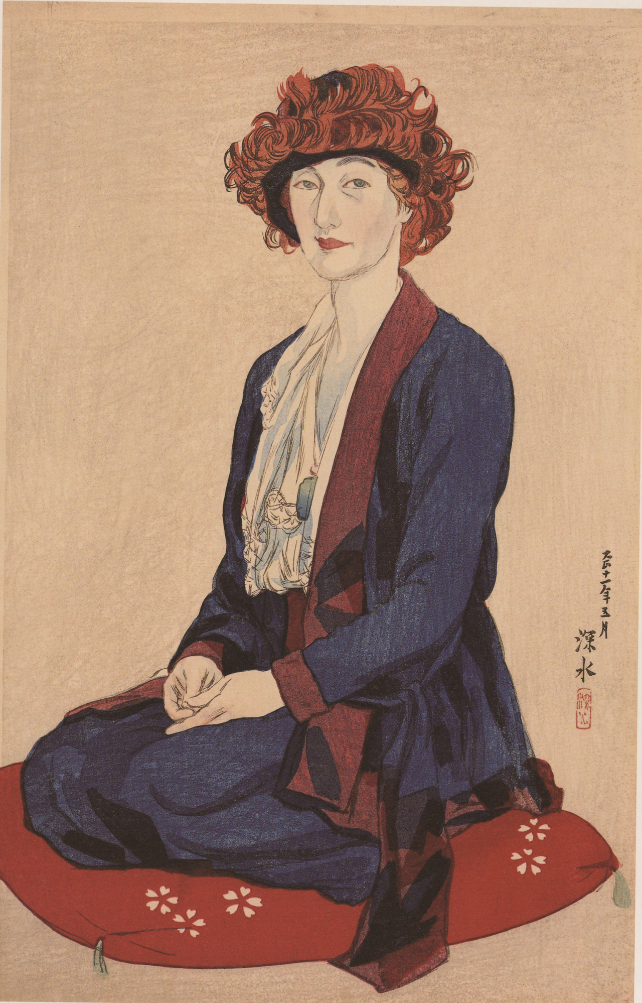 엘리자베스 키스 초상화(일본 화가 이토 신수이(伊東沈水), 1922, 목판화)