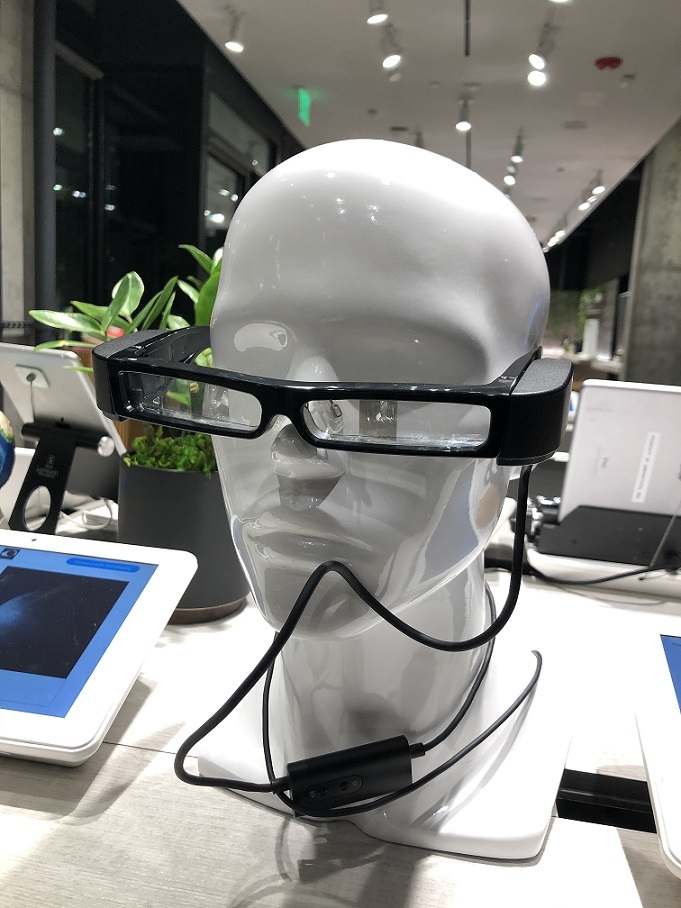 A prototype wearable display that connects to smartphones and other devices is on display at a b8ta store in San Francisco, in January. (Lim Jeong-yeo/The Korea Herald)