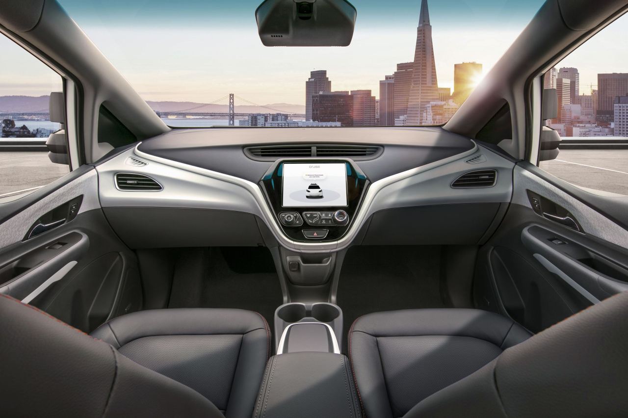 A rendered image of interior of Cruise, a shared electric self-driving vehicle that GM unveiled earlier this year. (General Motors)