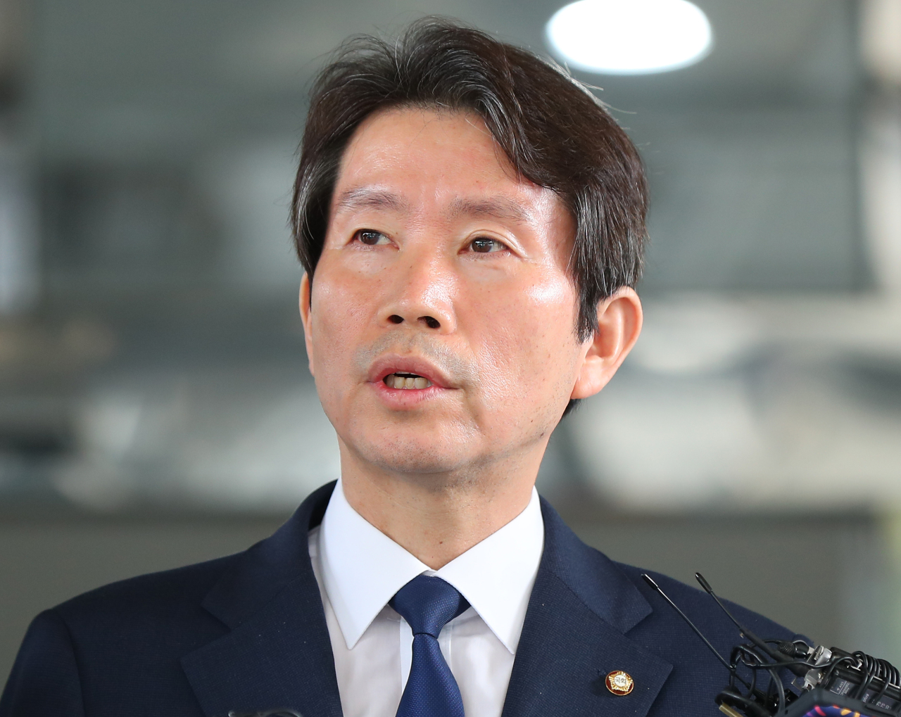 Unification Minister nominee Lee In-young speaks to the reporters on Tuesday in Seoul. (Yonhap)