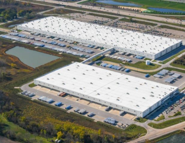 An aerial view of Amazon-leased logistics facilities in Kenosha, Wisconsin (Colliers International)