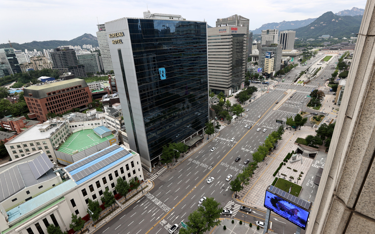 A view of Sejong-daero in central Seoul area (Yonhap)