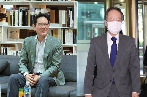Samsung Electronics Vice Chairman Lee Jae-yong (L) and Japanese Ambassador to Seoul Tomito Koji (Yonhap)