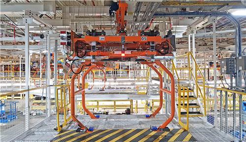 This file photo provided by Hyundai Rotem shows the conveyer system it delivered to Ford Motor's plant in the United States in 2016. (Hyundai Rotem)