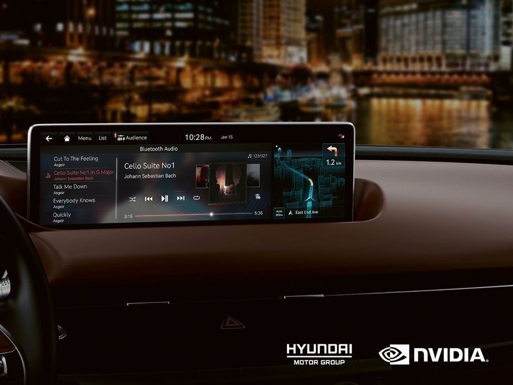 Chipmaker NVIDIA's in-vehicle infotainment system with artificial intelligence features. (Hyundai Motor Co.)