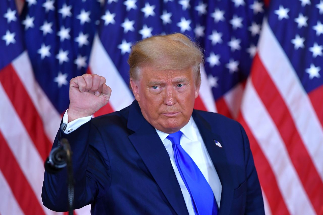 In this file photo US President Donald Trump pumps his fist after speaking during election night in the East Room of the White House in Washington, DC, early last Wednesday. US President Donald Trump hailed the 