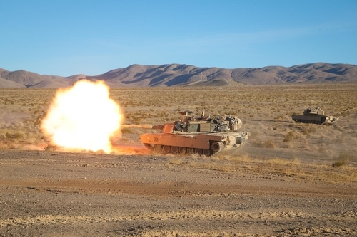 This photo, captured from the US Fort Irwin National Training Center's Twitter account on last Friday, shows a large-scale contingency training exercise. (US Fort Irwin National Training Center's Twitter account)