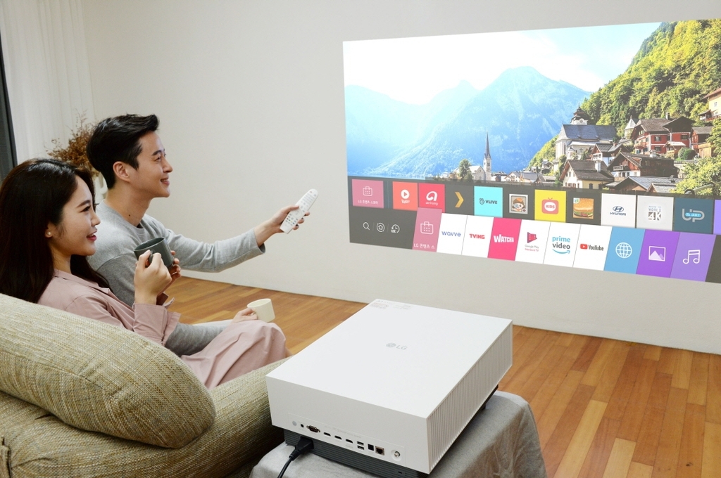 This photo provided by LG Electronics Inc. on Monday, shows the company's new CineBeam Laser 4K projector, the HU810PW. (LG Electronics Inc.)