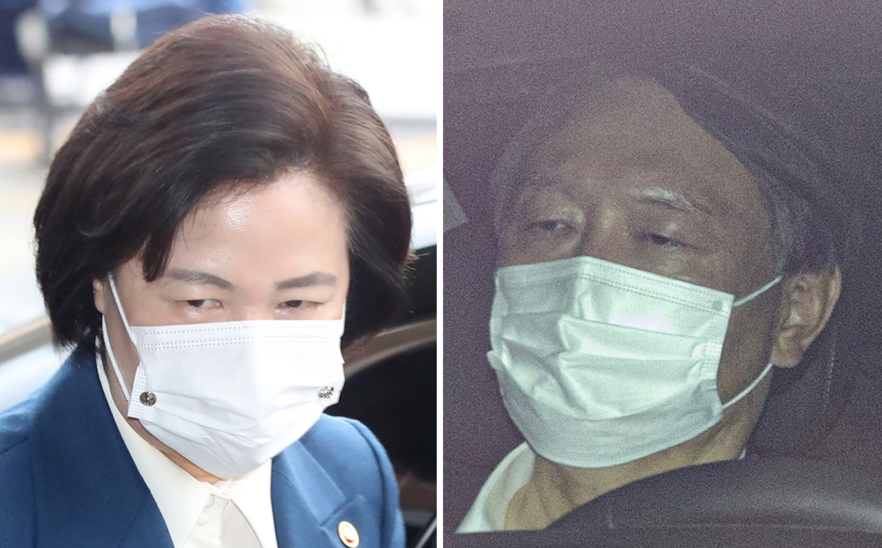 Justice Minister Choo Mi-ae (left) and Prosecutor General Yoon Seok-youl (Yonhap)