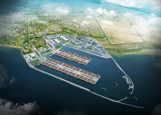 This graphic image provided by Daewoo E&C shows the Al Faw port to be built in Basra, Iraq. (Daewoo E&C)