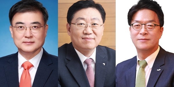(From left) Korea Exchange Chairman Sohn Byung-doo, Korea Financial Investment Association Chairman Na Jae-chul and Korea Securities Depository Chairman and CEO Rhee Myong-ho