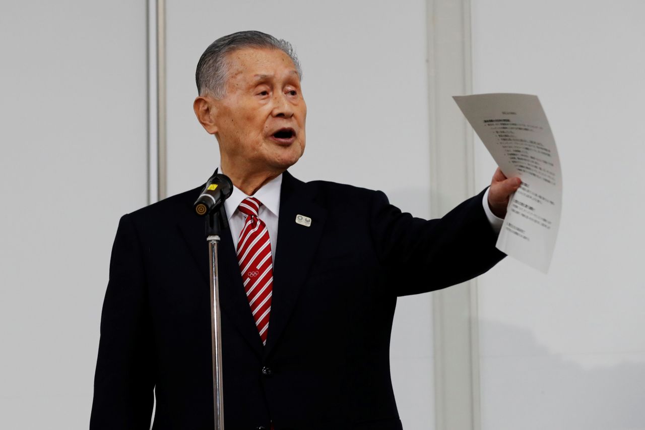 Tokyo Games President Yoshiro Mori speaks at a press conference in Tokyo on Thursday. (AFP-Yonhap)