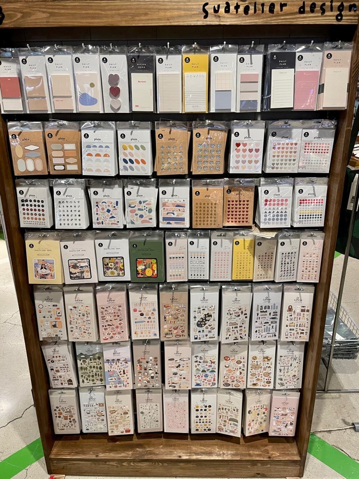 Stickers are on display at Arc n Book’s Euljiro branch in central Seoul. (Im Eun-byel/The Korea Herald)