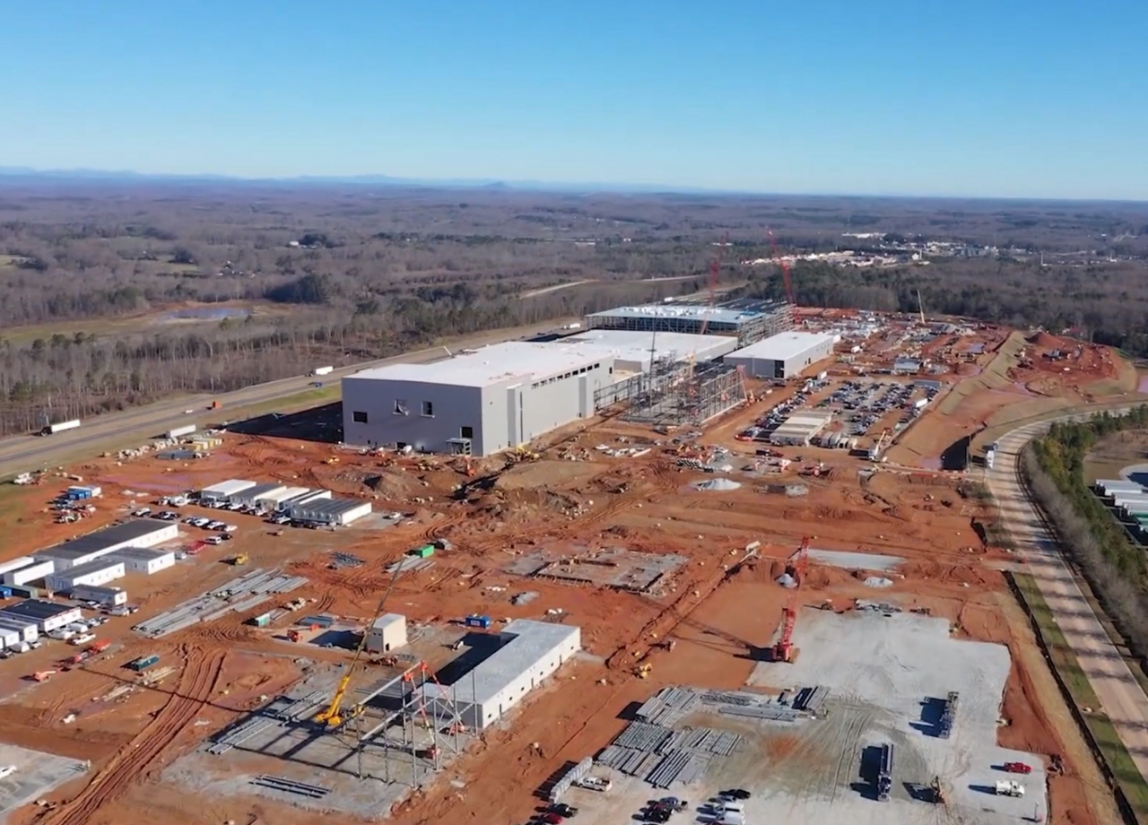 SK Innovation Co.'s electric vehicle battery plant under construction in the US state of Georgia is seen in this photo provided by the company on Aug. 28, 2020. (SK Innovation Co.)