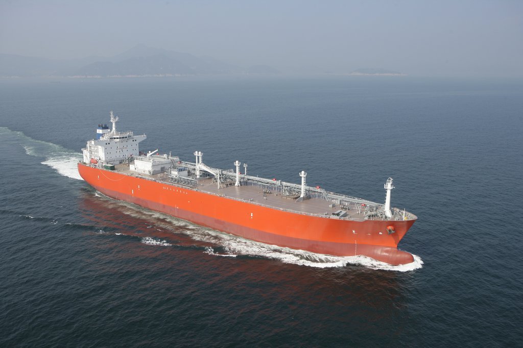 This photo provided by Daewoo Shipbuilding & Marine Engineering Co. on Tuesday, shows an LPG carrier built by the shipbuilder. (Daewoo Shipbuilding & Marine Engineering Co.)