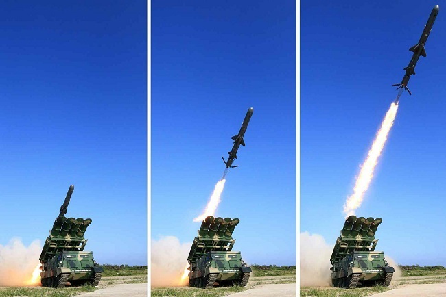 These photos published by the North's daily Rodong Sinmun on June 9, 2017, show the launch of the country's new surface-to-ship cruise missile. The report said the country's top leader Kim Jong-un observed the missile launch, which South Korea detected a day earlier. The North's media said the test-firing was aimed at verifying the 