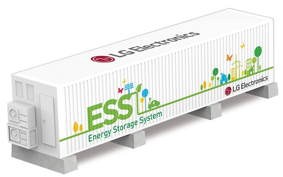 This image provided by LG Electronics Inc. on Wednesday, shows the company's container-type energy storage system. (LG Electronics Inc.)