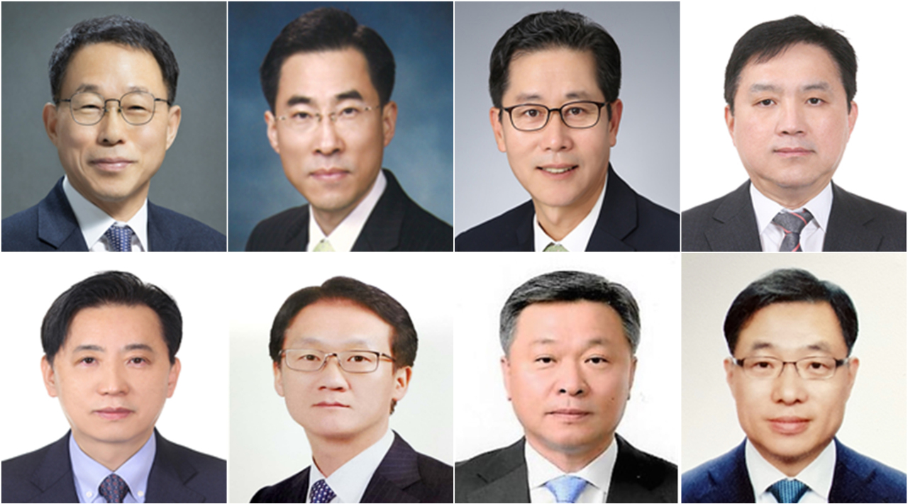 These photos provided by Cheong Wa Dae on March 26, 2021, show Kim Woo-ho, Yong Hong-taek, Cho Kyeong-sik, Choi Young-joon (top row, from L to R) and other senior officials who were newly appointed by President Moon Jae-in to vice ministerial positions of the government. (Cheong Wa Dae)