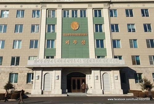 The image captured from the Facebook page of the Russian Embassy in Pyongyang shows the headquarters of North Korea's foreign ministry in the capital. (Yonhap)