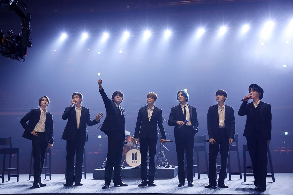 This file photo, provided by Big Hit Music on March 13, 2021, shows BTS performing in the charity concert 