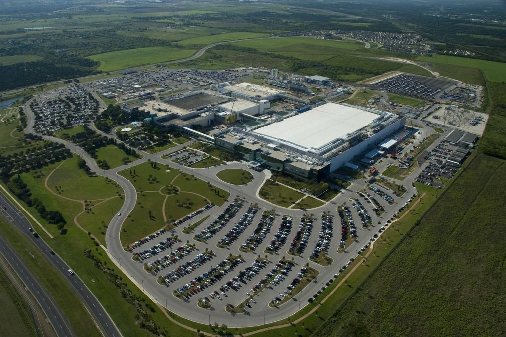 This photo provided by Samsung Electronics Co. on March 30, 2021, shows the company's chip manufacturing plant in Texas. (Samsung Electronics Co.)