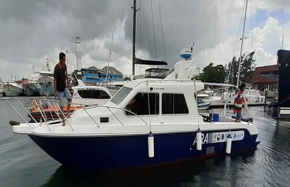 Shown in this undated photo provided by the Ministry of Oceans and Fisheries on Wednesday, is a 12-ton research boat, which will be offered to Indonesia as official development assistance. (Ministry of Oceans and Fisheries)