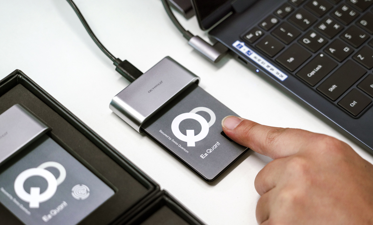 SK Telecom’s EzQuant is the world’s first keycard applied with both quantum technology and biometric identification technology. (SK Telecom)