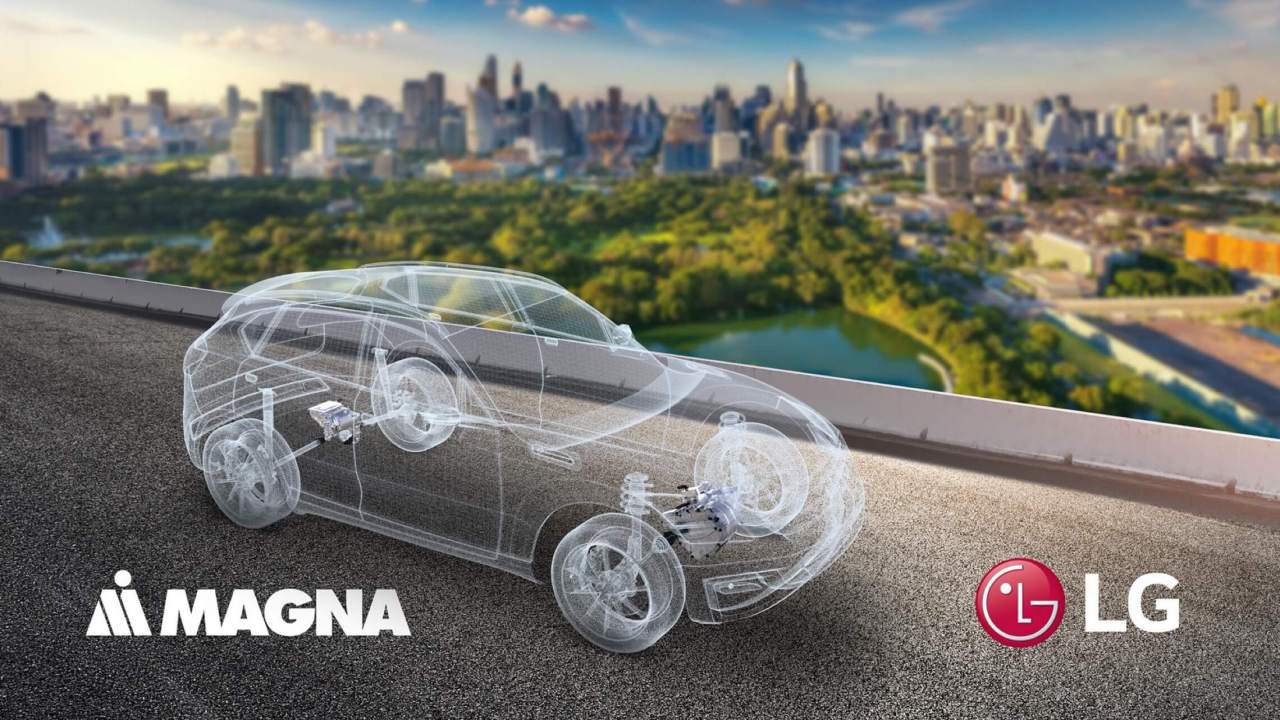 This image, provided by LG Electronics Inc. on Dec. 23, 2020, shows a concept for a future vehicle using parts from LG and Magna International Inc. The two sides agreed to set up a joint venture to make auto parts, including e-motors and inverters.(Yonhap)