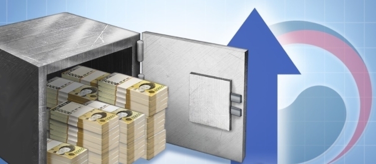 This computerized image illustrates an increase in tax revenue. (Yonhap)