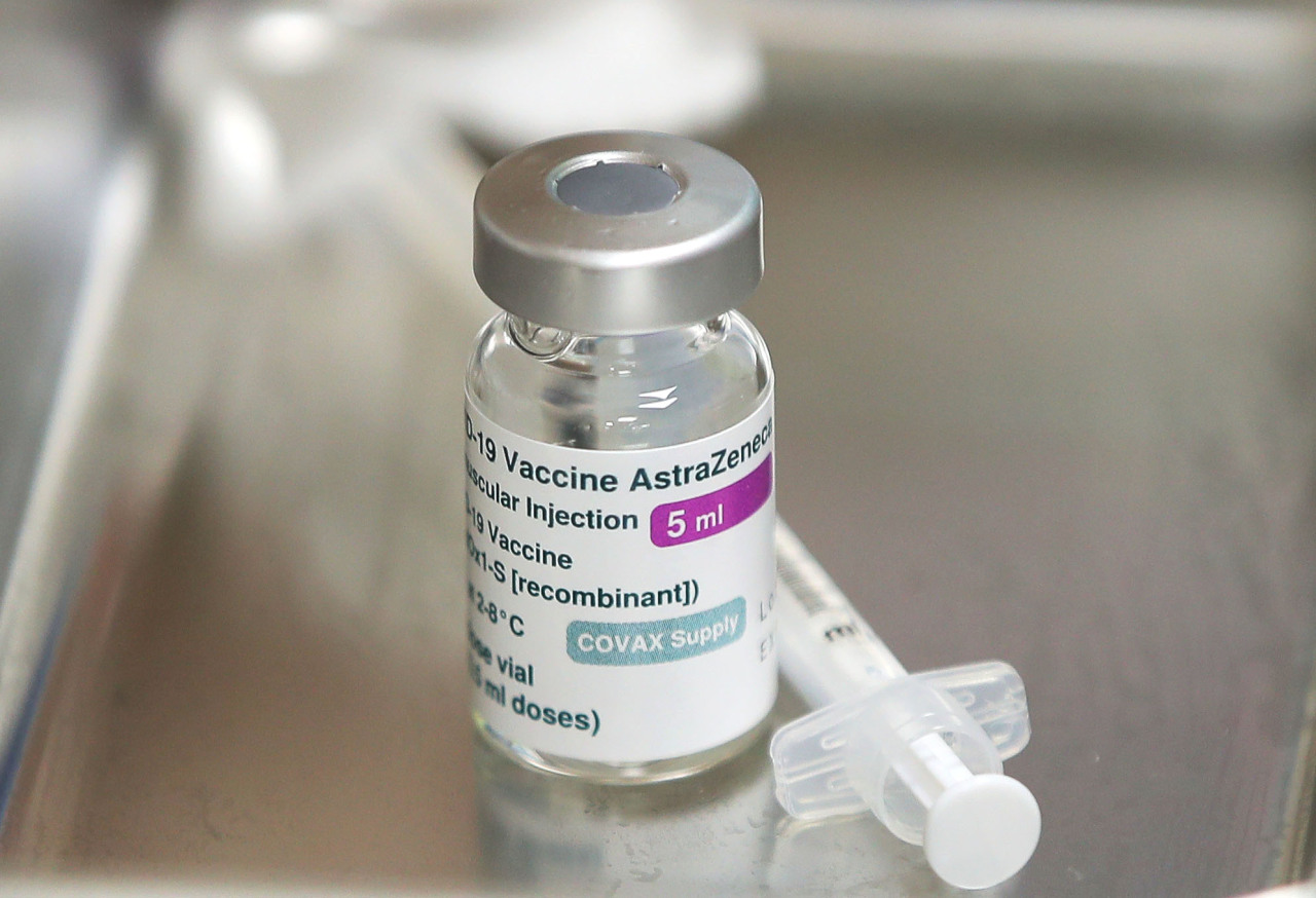 A vial of the AstraZeneca COVID-19 vaccine is seen in this photo. (Yonhap)