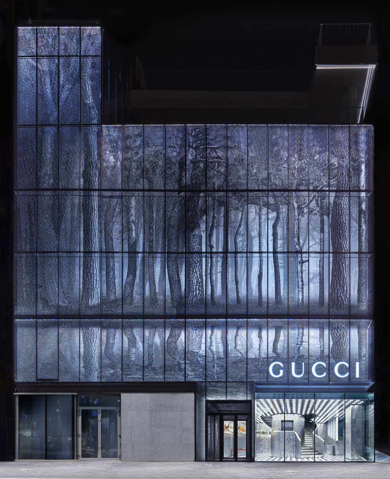 The outer facade of Gucci’s Gaok, which was created in collaboration with Korean artist Park Seung-mo. (Gucci Korea)