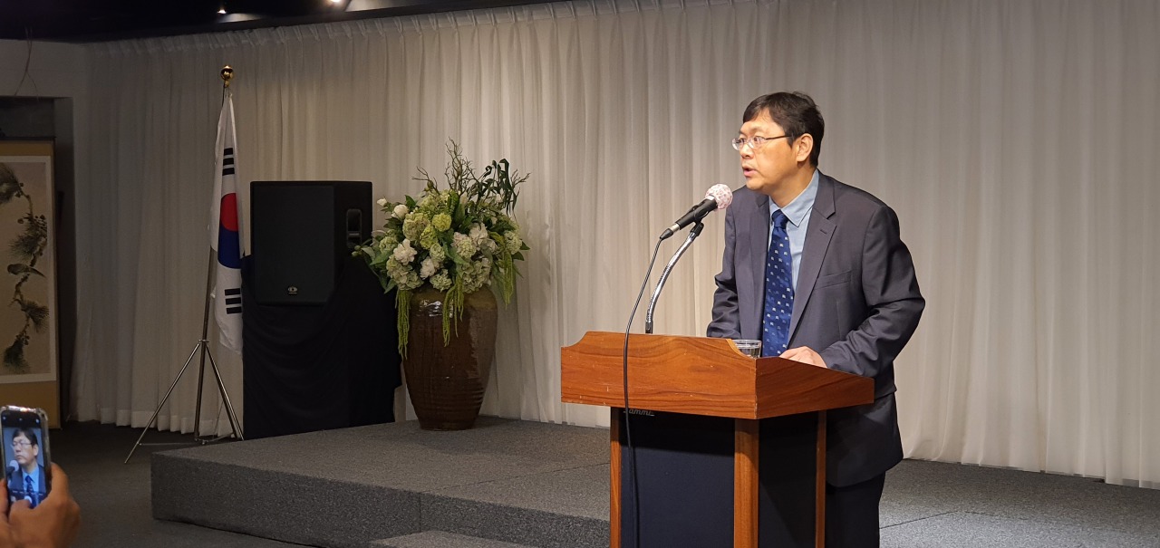 Literature Translation Institute of Korea President Kwak Hyo-hwan speaks at a press conference on Monday. (Kim Hae-yeon/The Korea Herald)