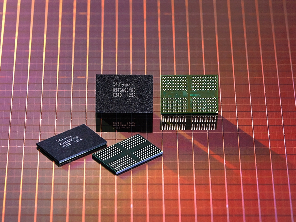 This photo provided by SK hynix Inc. on Monday, shows the company's 1anm DRAM using extreme ultraviolet lithography technology. (SK hynix Inc.)