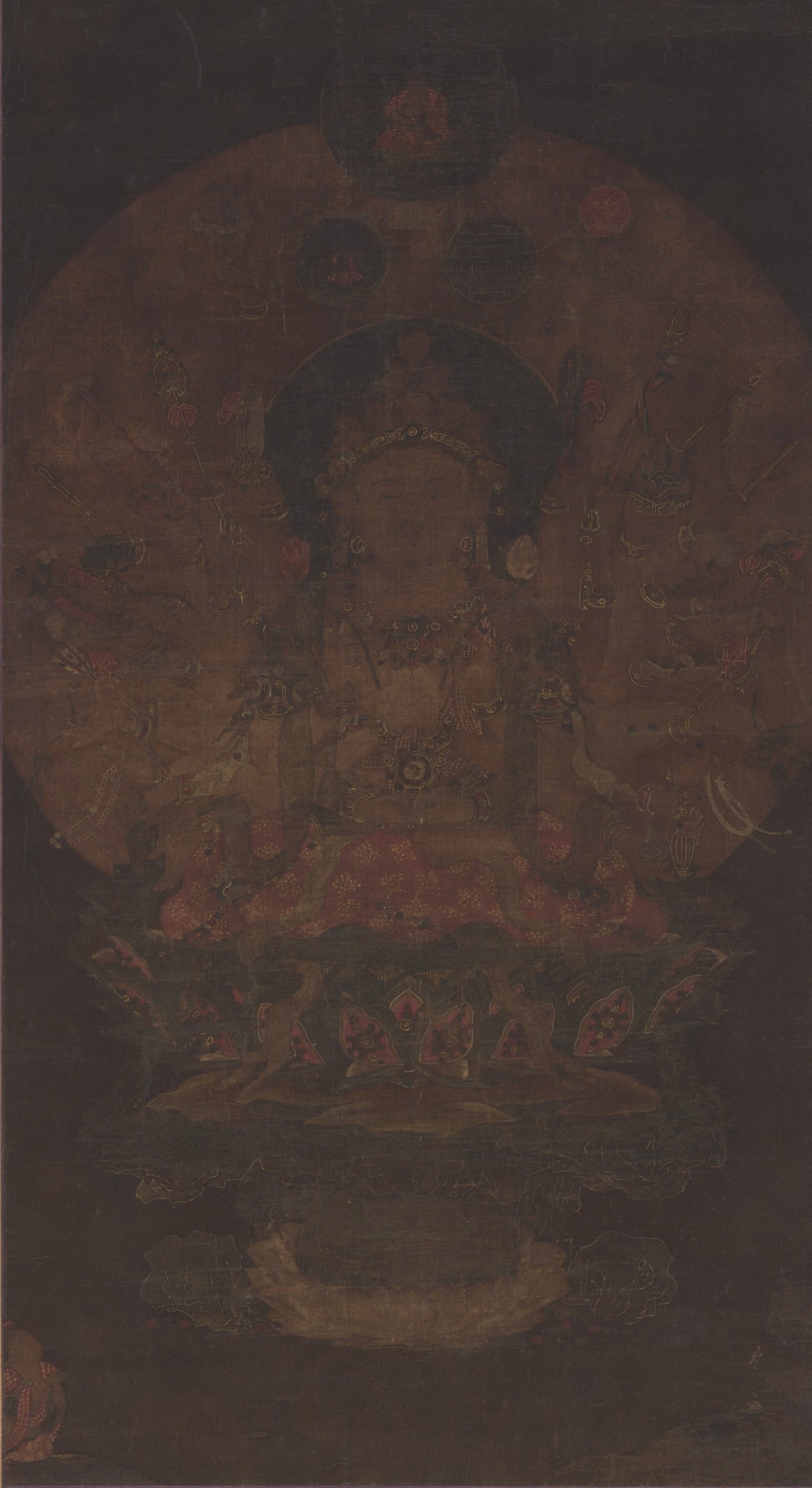 Treasure No. 2,015 “Thousand-Armed Avalokiteshvara,” the only extant painting of its kind from the 14th-century Goryeo Kingdom (NMK)