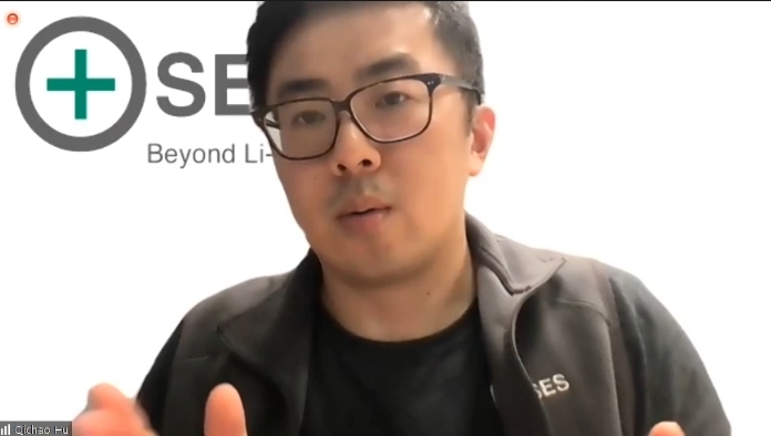 SES founder and CEO Dr. Qichao Hu shares the progress of the firm’s lithium-metal batteries during an online press conference on Wednesday. (SES)