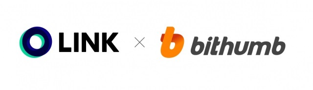 Corporate logos of Link and Bithumb (Line Blockchain)