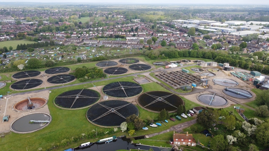 This undated file photo provided by Doosan Heavy shows the Guildford sewage treatment facility in Guildford, southwest of London.(Doosan Heavy)