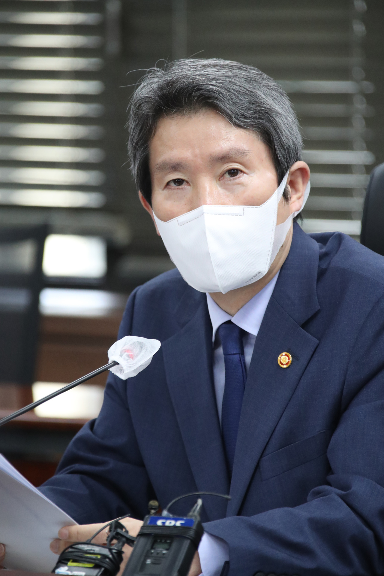 This file photo shows Unification Minister Lee In-young as he holds a press conference at the government complex in Seoul on July 30, 2021. (Yonhap)