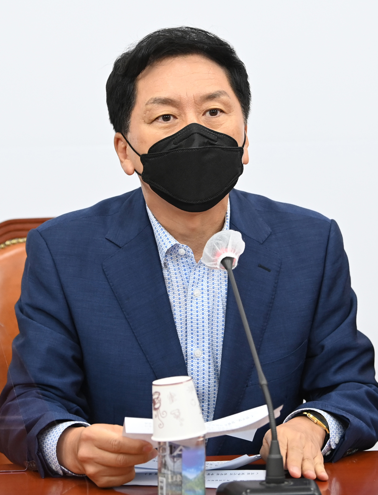 Kim Gi-hyeon, floor leader of the main opposition People Power Party, speaks during a meeting of the party supreme council at the National Assembly in Seoul on Thursday. (Yonhap)