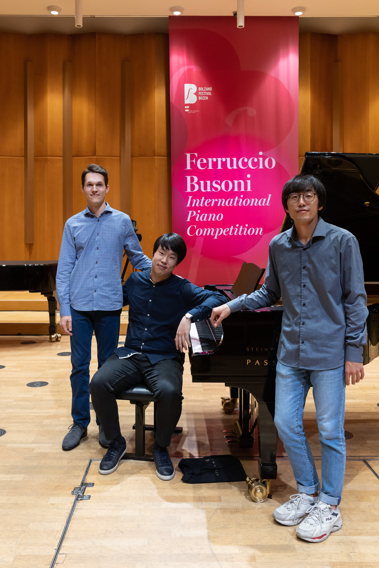 Winners of the 63rd Ferruccio Busoni International Piano Competition. From left: Lukas Sternath, Park Jae-hong and Kim Do-hyun (Ferruccio Busoni - Gustav Mahler Foundation)