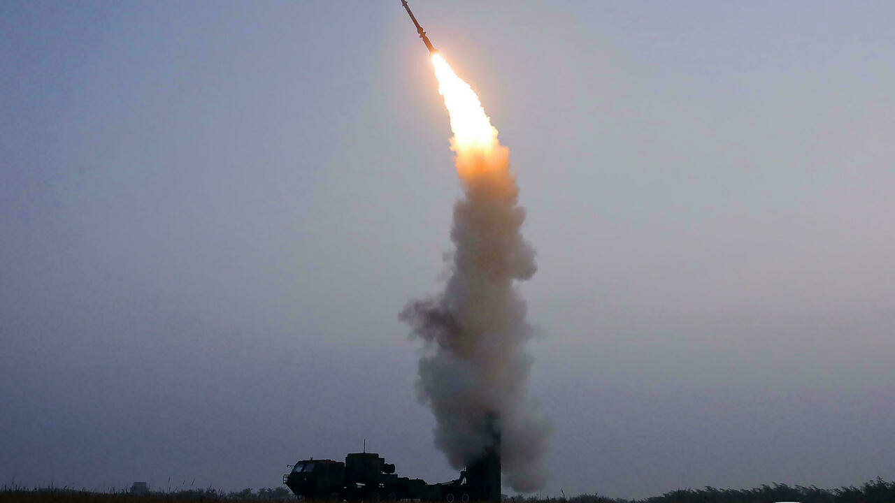 This photo released by the Korean Central News Agency on Friday, shows a new type of anti-aircraft missile being launched a day earlier. (Yonhap)