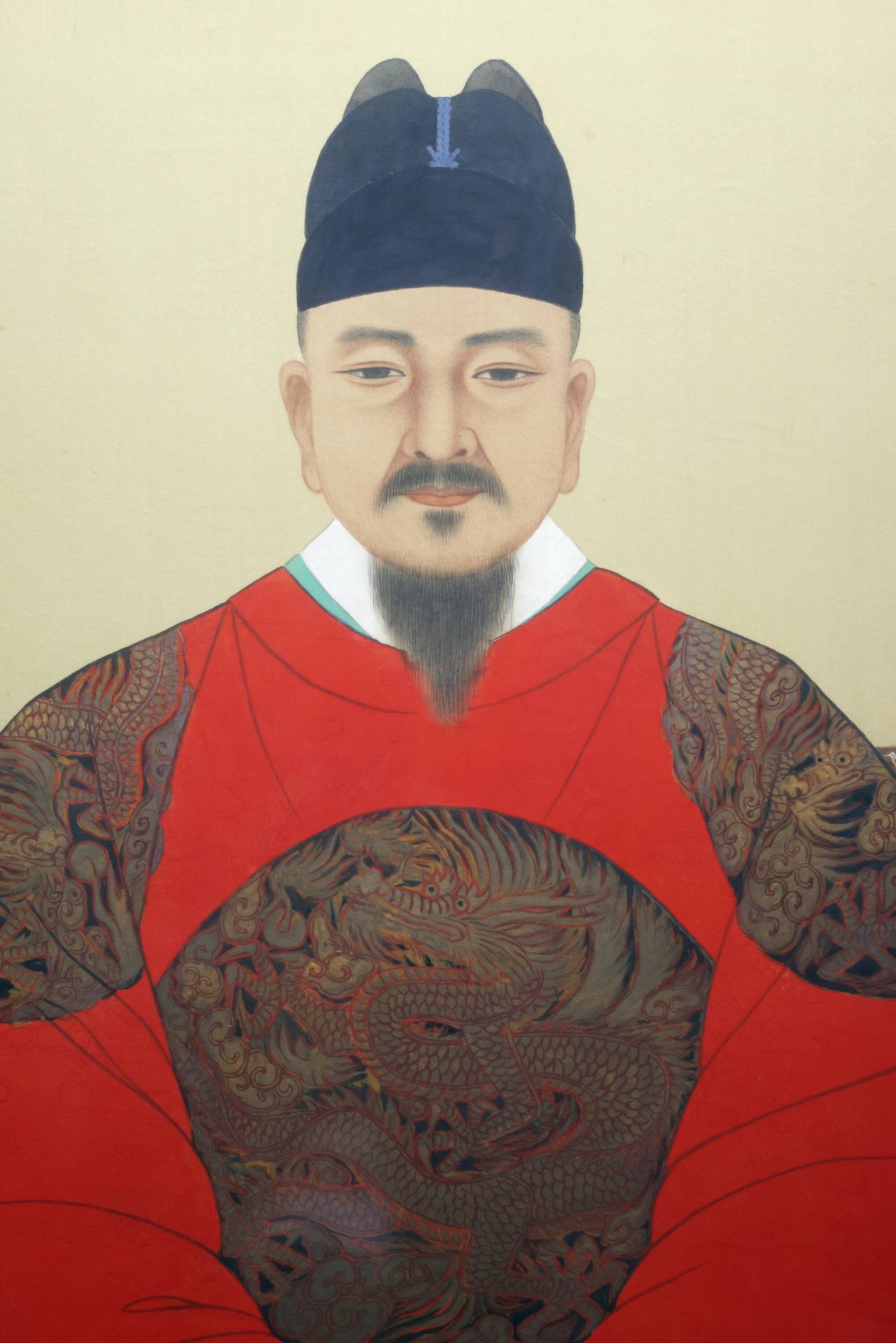 A picture of King Sejong the Great, who invented the Hangeul alphabet, is on display at the Royal Portrait Gallery in Jeonju, Korea. Photo © 2021 Hyungwon Kang