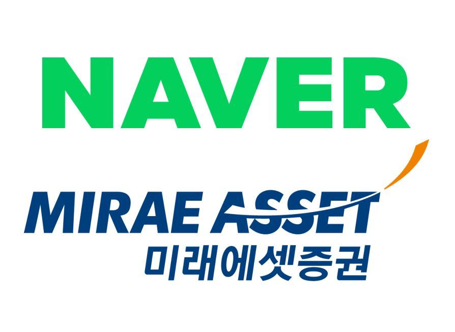 Logos of Naver (top) and Mirae Asset Securities