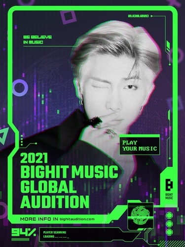 This image provided by Big Hit Music shows a poster for the K-pop agency's global audition for this year.(Big Hit Music)