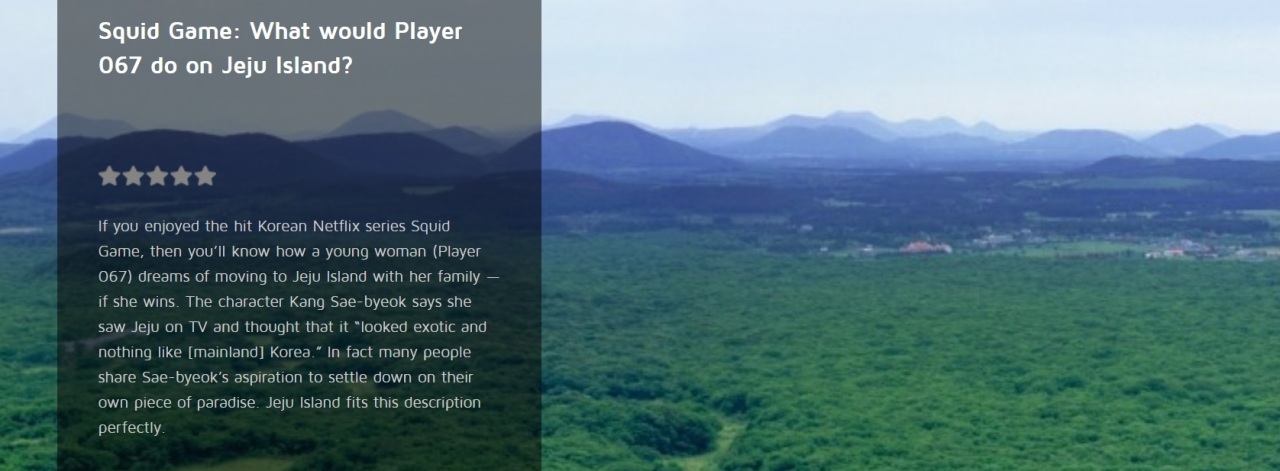 A screenshot from Jeju Tourism Organization of “What Would Player 067 Do on Jeju Island?” (Jeju Tourism Organization
